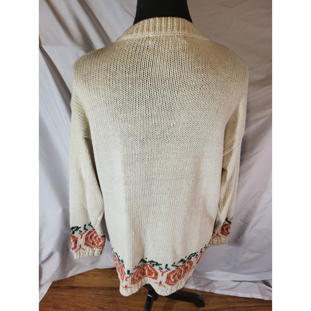 Vtge Crystal Kobe Size Large Halloween Fall Scarecrow Owl Csrdigan Sweater - Picture 6 of 7